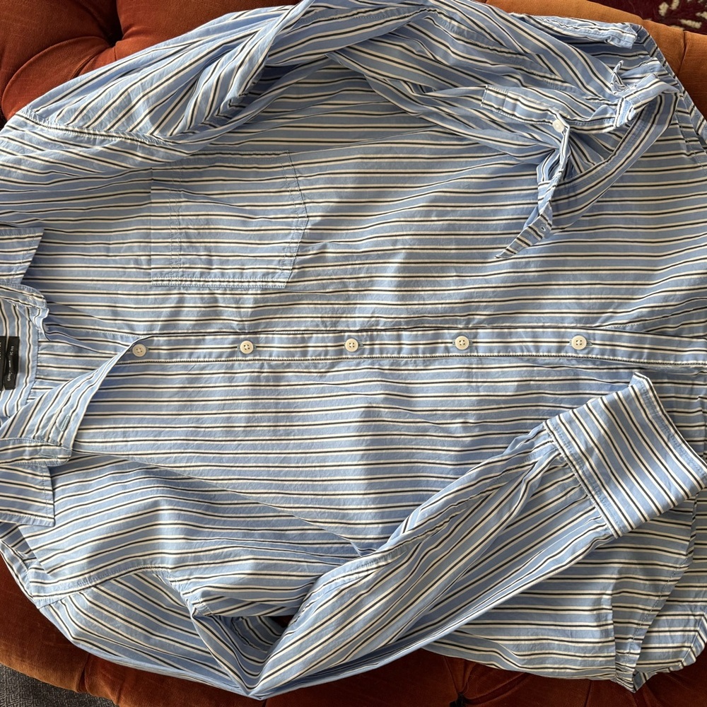 J Crew Light Blue Striped Button-Up Shirt